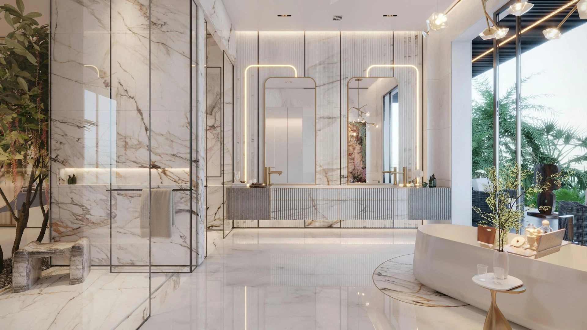 Large-format porcelain shower tile installed by Custom Touch Interiors in a [Neighborhood] Bellevue, WA bathroom remodel
